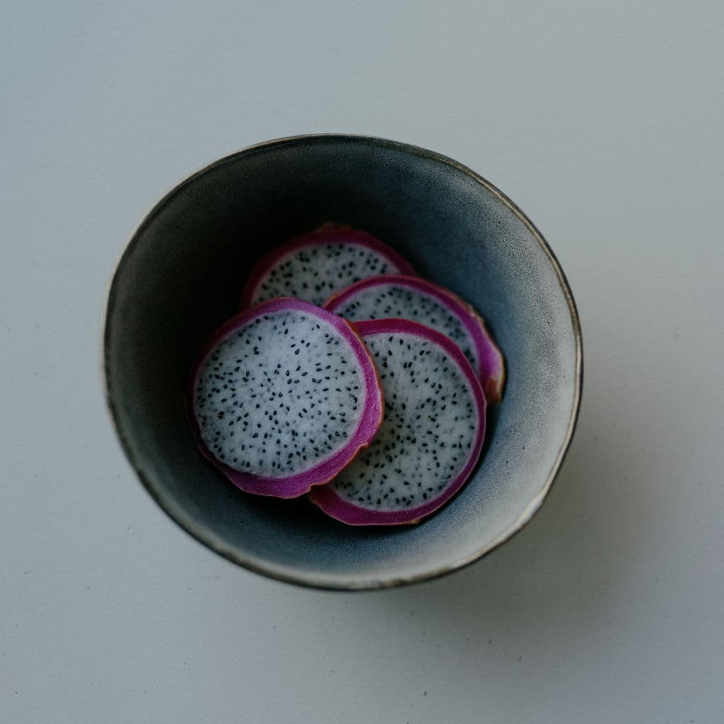 Dragon fruit in ceramic bowl